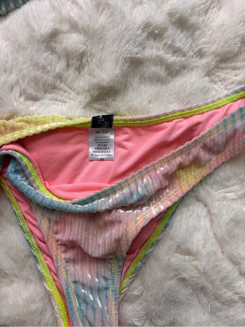 Dippin' Daisy's Neon Pastel Tie-Dye Bikini with Pink Lining Size Medium